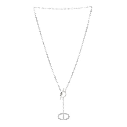Hermes 18K White Gold Diamond GM Chaine D'Ancre Contour Pendant Necklace ST 3 of 7