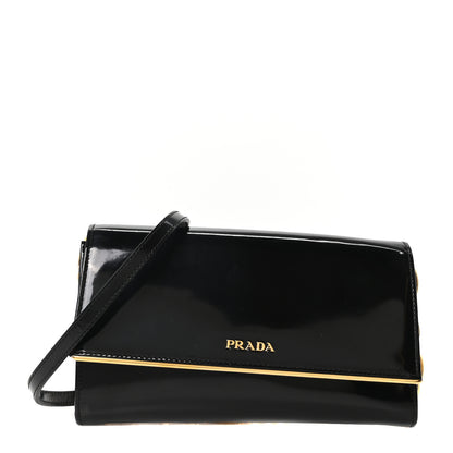 Prada Vernice Metal Bar Chain Wallet Black 1 of 9