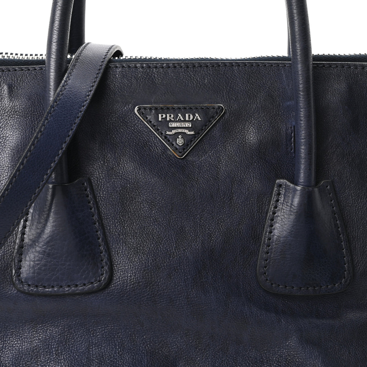 Glace Calfskin Twin Pocket Tote Bluette