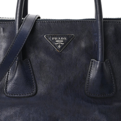 Prada Glace Calfskin Twin Pocket Tote Bluette 8 of 10