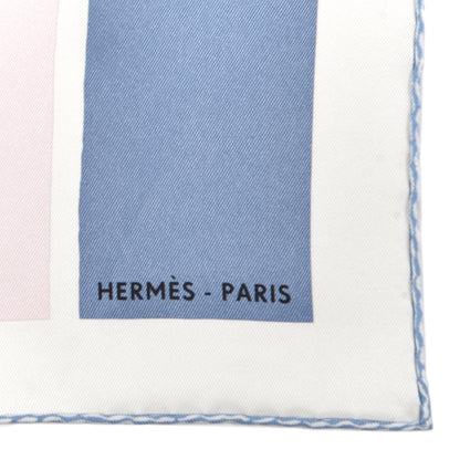 Hermes Silk Swinging Saint Germain Scarf 70 Bleu Jean Rose White 2 of 6
