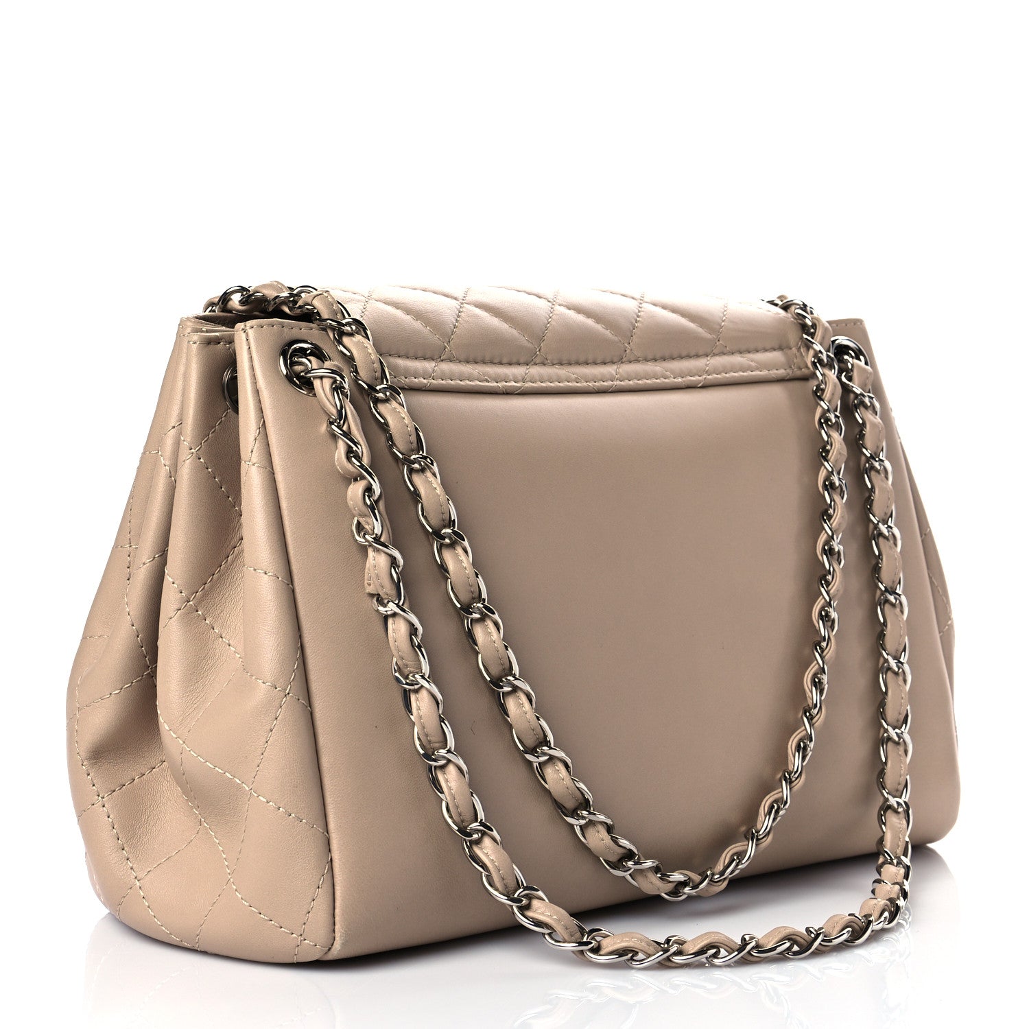 Chanel Lambskin Quilted CC Accordion Shopping Bag Beige 2 of 10