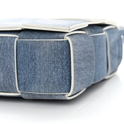 Bottega Veneta Calfskin Denim Print Maxi Intreccio Cassette Crossbody Bag Blue 10 of 11