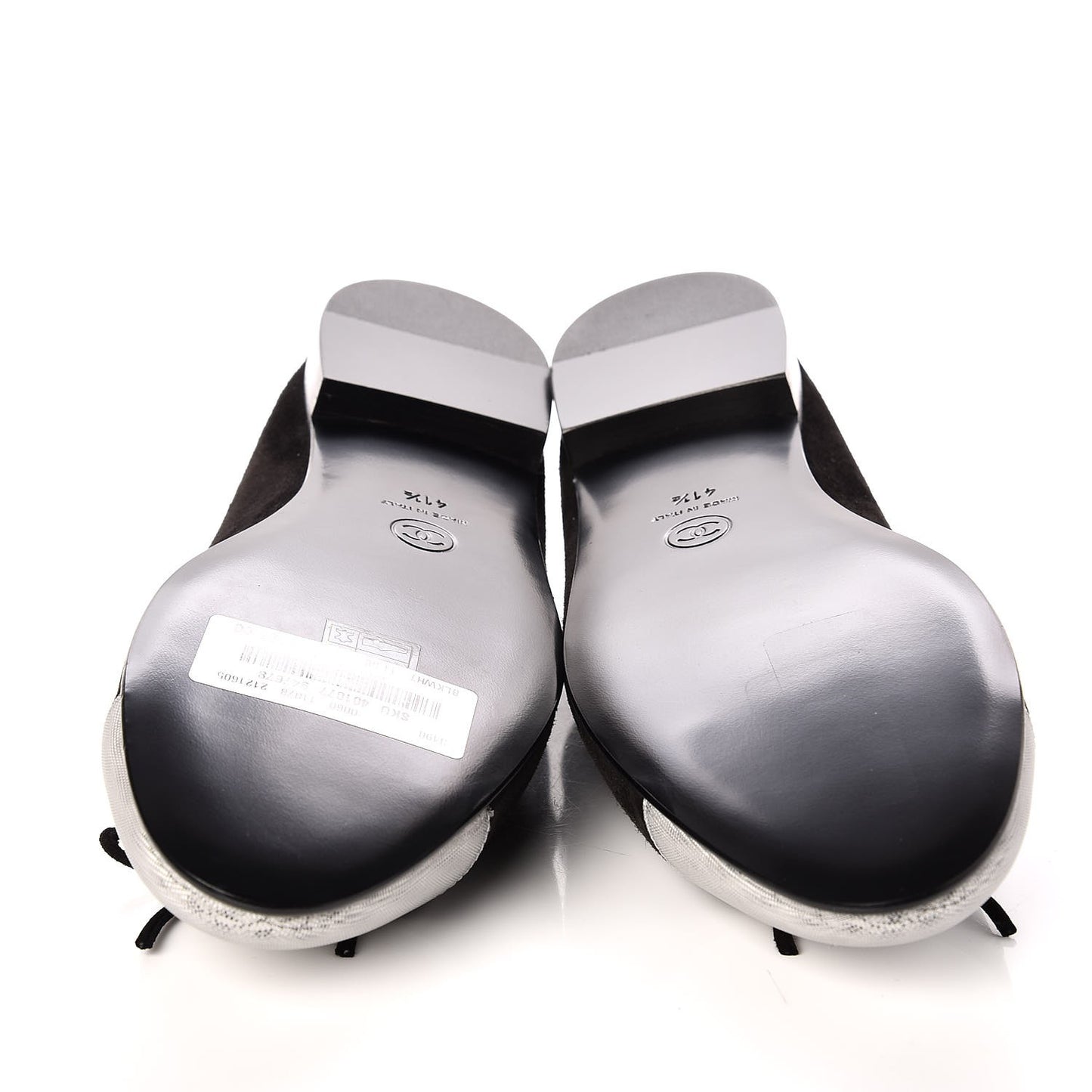 Kid Suede Hologram Cap Toe CC Ballerina Flats 41.5 Black White