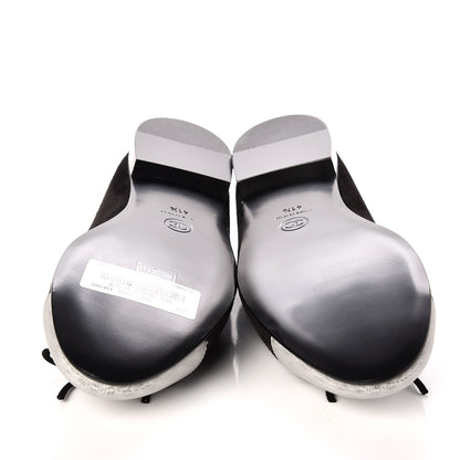 Chanel Kid Suede Hologram Cap Toe CC Ballerina Flats 41.5 Black White 7 of 9