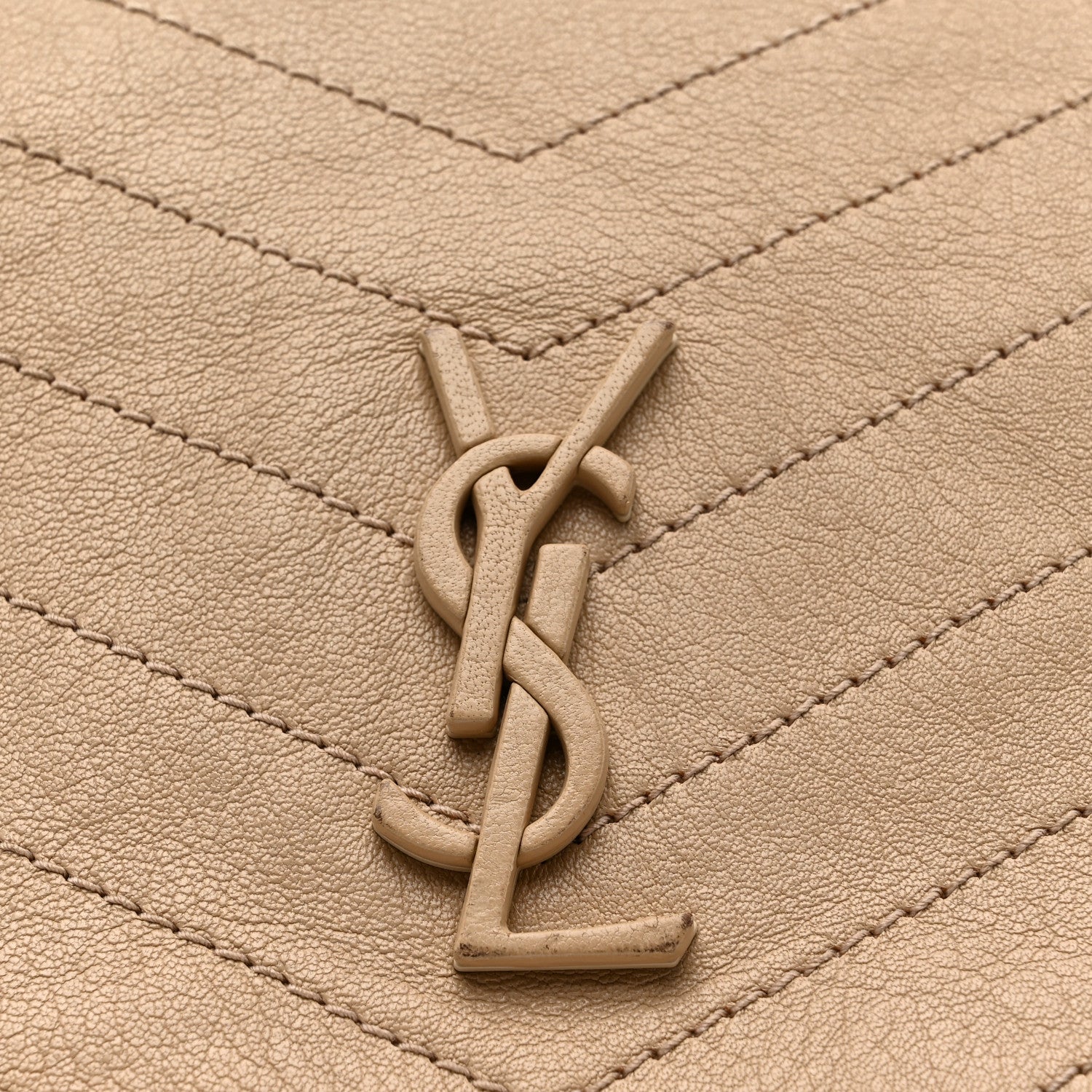 Saint Laurent Vintage Lambskin Chevron Monogram Medium Nolita Light Taupe 8 of 14