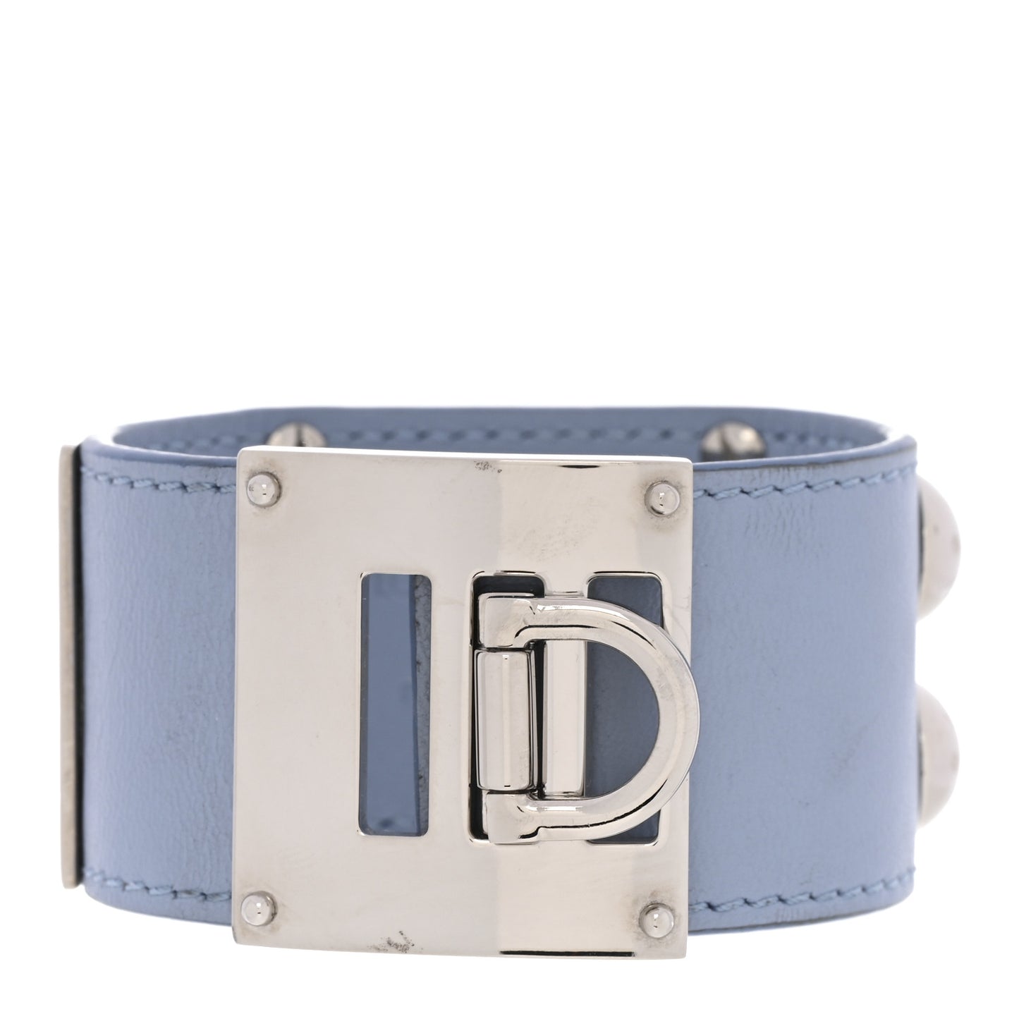 Calfskin So LV Cuff Bracelet 17 Light Blue