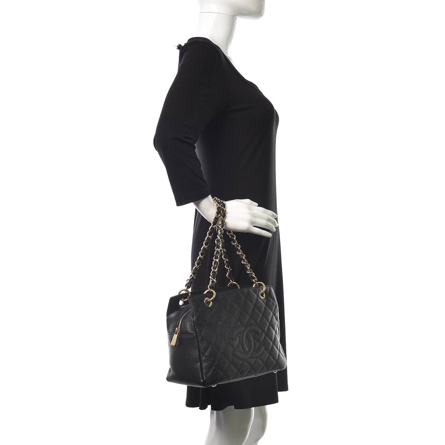 Caviar Quilted Petit Timeless Tote PTT Black
