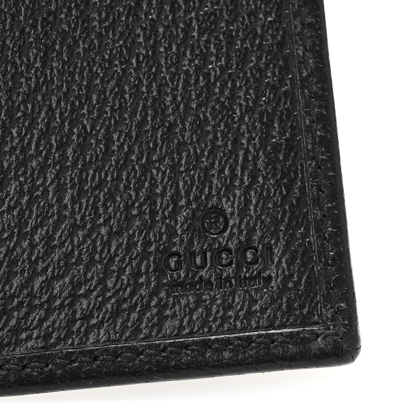 Textured Dollar Calfskin Horsebit Card Holder Black