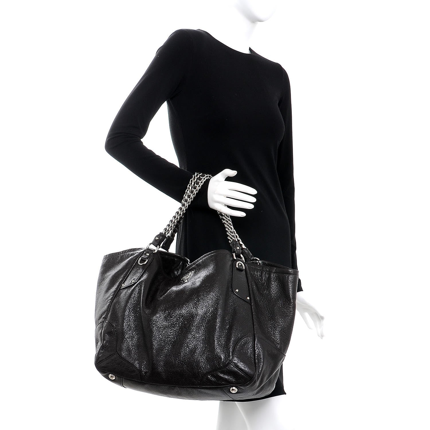 Prada Cervo Lux Chain Shoulder Bag Ebano 2 of 8