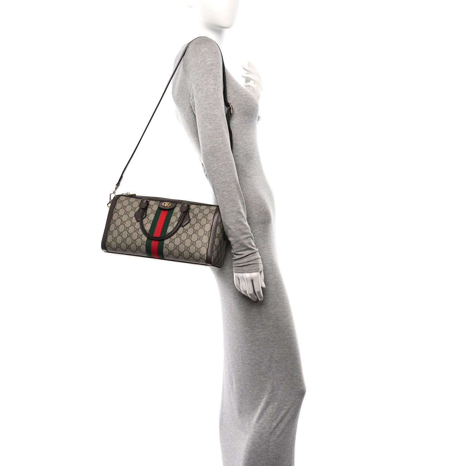 Gucci GG Supreme Monogram Web Medium Ophidia Boston Beige Ebony New Acero 2 of 10