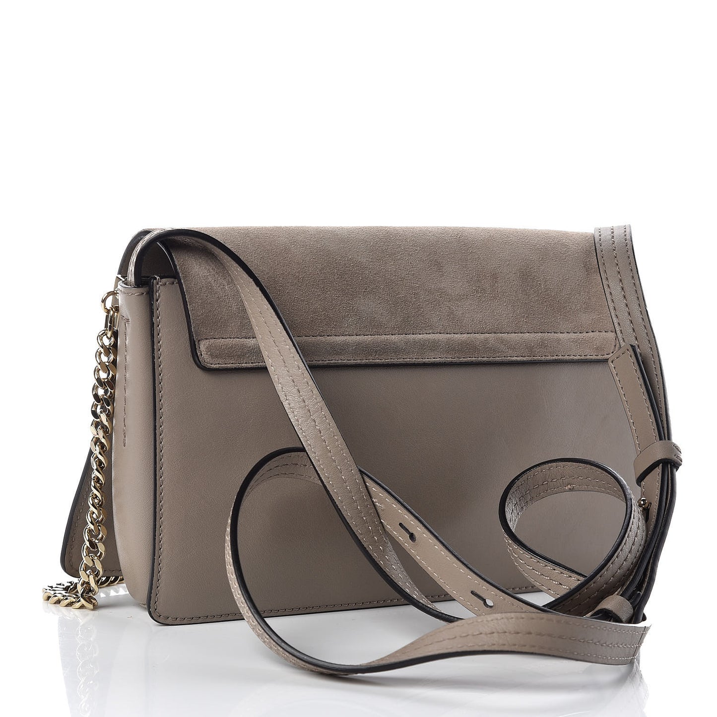 Suede Calfskin Small Faye Shoulder Bag Motty Grey