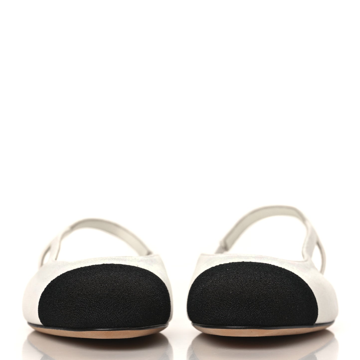 Iridescent Tweed Cap Toe CC Slingback Flats 36 White Black