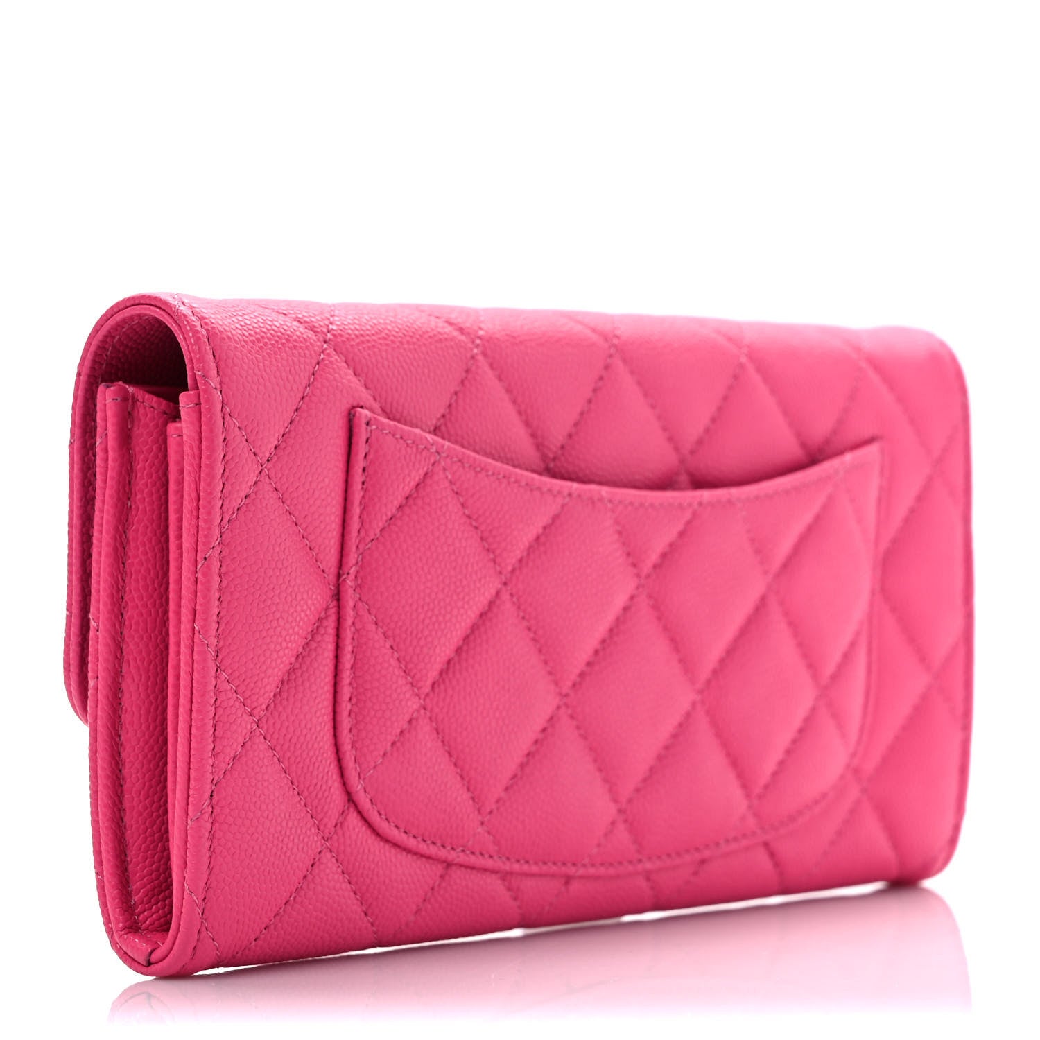 Chanel Caviar Quilted Large Gusset Flap Wallet Pink 3 of 7