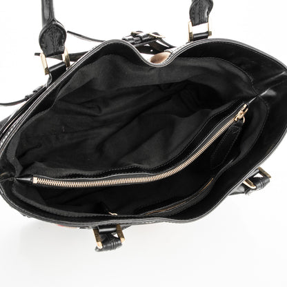 Burberry House Check Bridle Calfskin Medium Lynher Tote Black 5 of 9