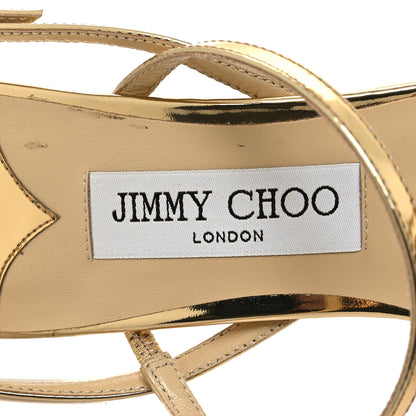 Jimmy Choo Patent Crystal Merira Sandals 40.5 Gold 7 of 8