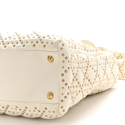 Christian Dior Lambskin Cannage Studded Large Supple Lady Dior White 11 of 13