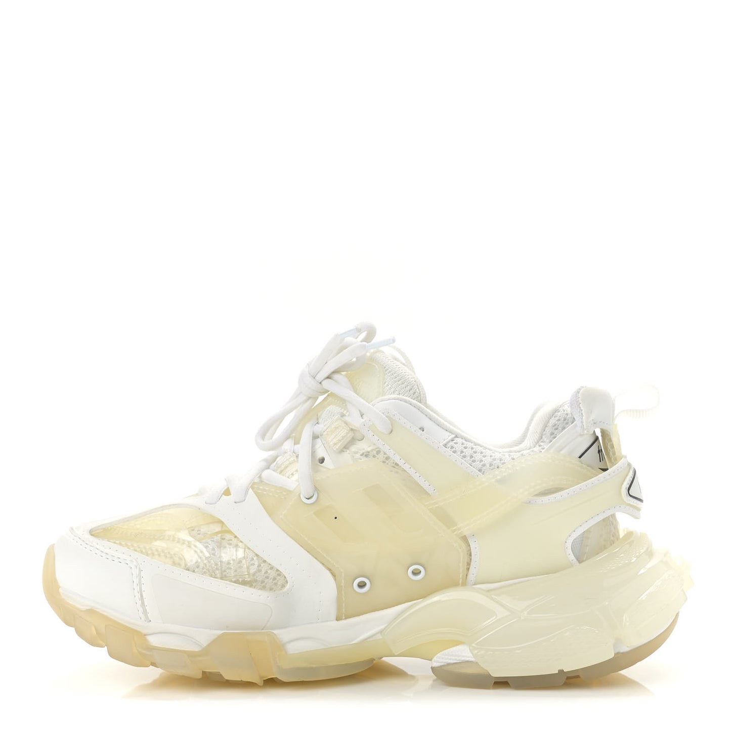 Rubber Mesh Fabric Clear Sole Womens Track Sneakers 36 White Transparent