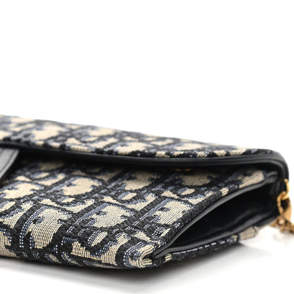 Christian Dior Oblique Saddle Chain Long Wallet Blue 7 of 12