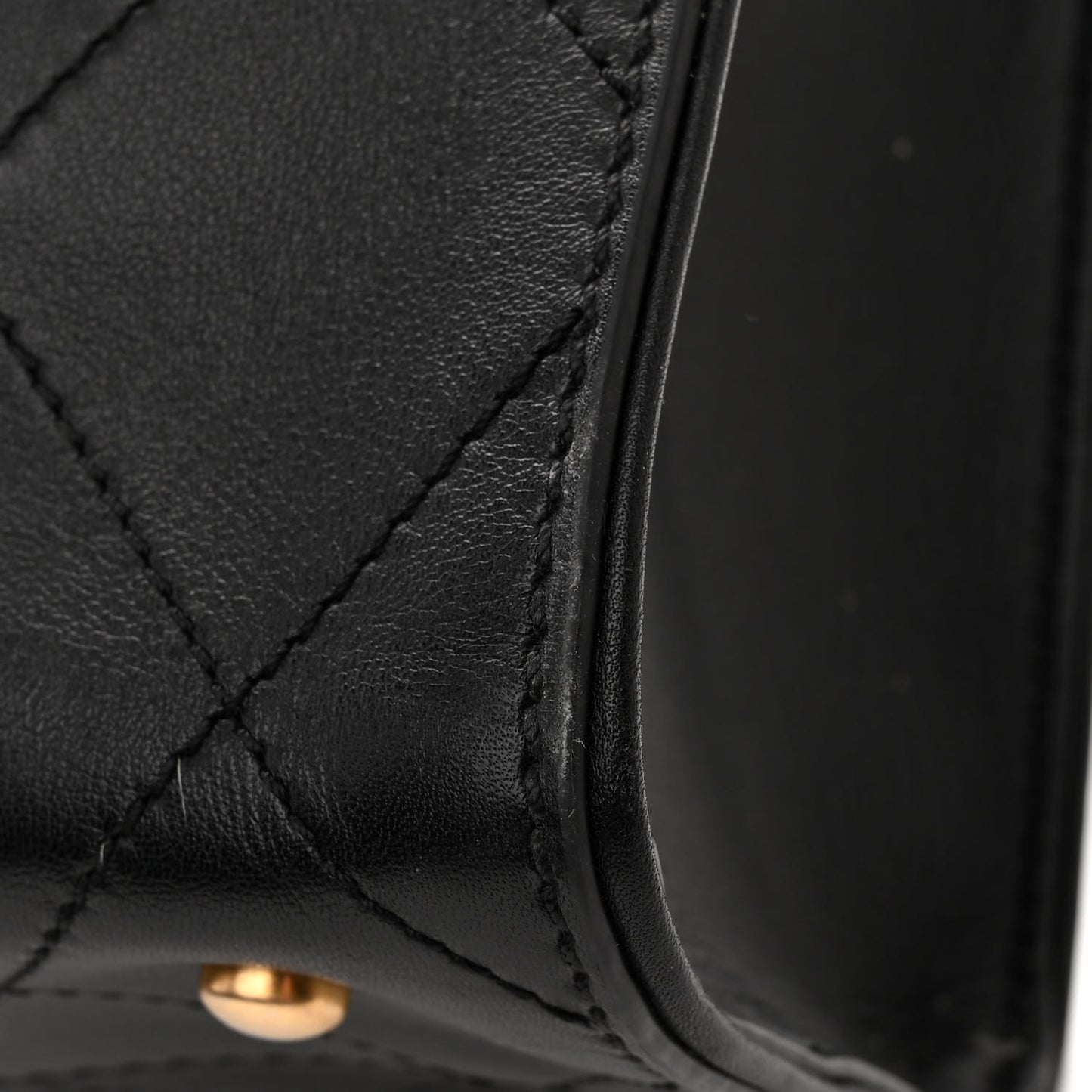 Calfskin Stitched Large Shopping Tote Black