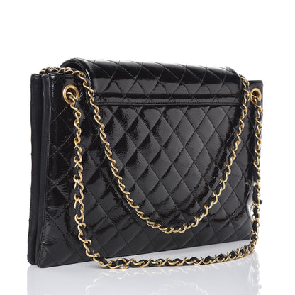 Chanel Patent Goatskin Quilted 3 Pocket Accordion Flap Black 3 of 7