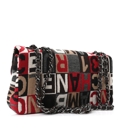 Chanel Jersey Patchwork East West Flap Red Beige Grey 3 of 10