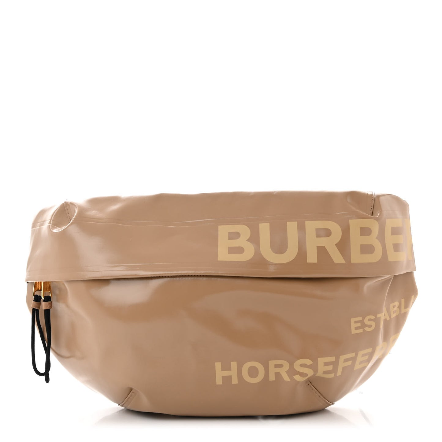 Coated Canvas Horseferry Print Extra Large Bum Bag Beige