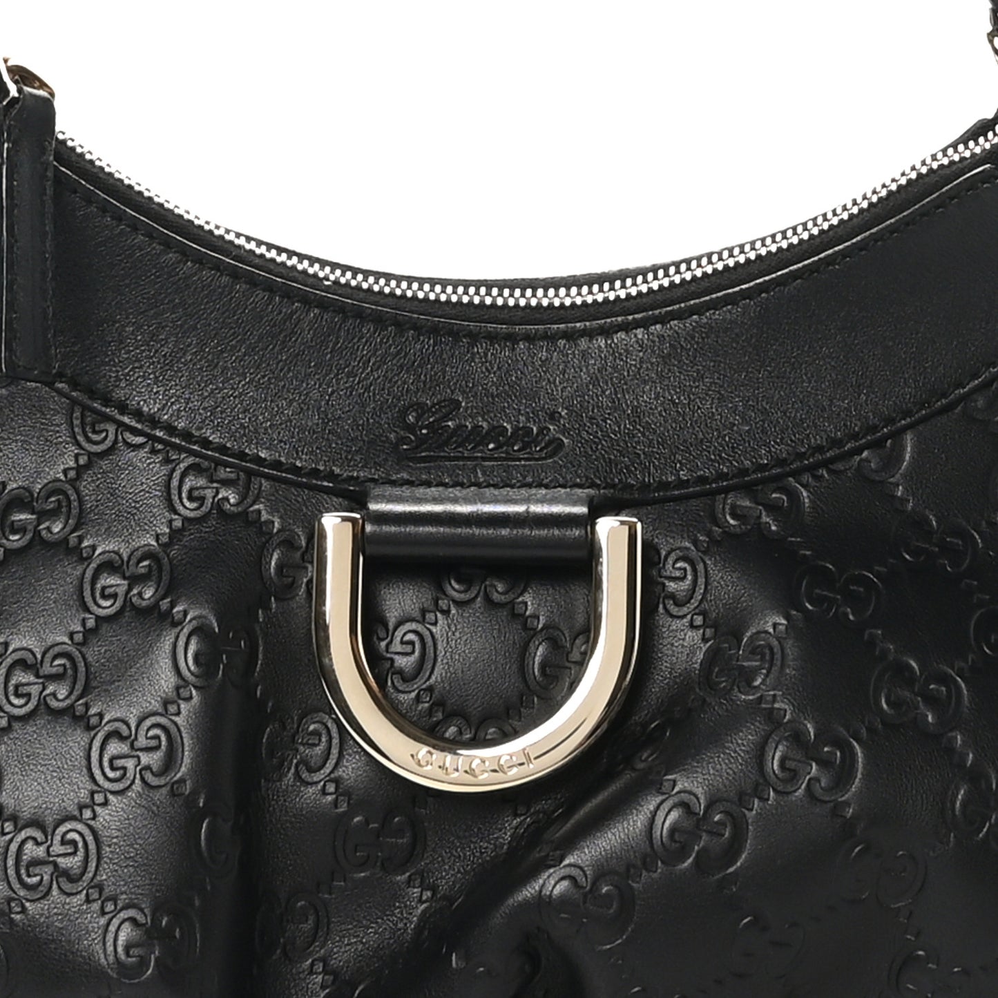 Guccissima Medium D Gold Ring Hobo Black