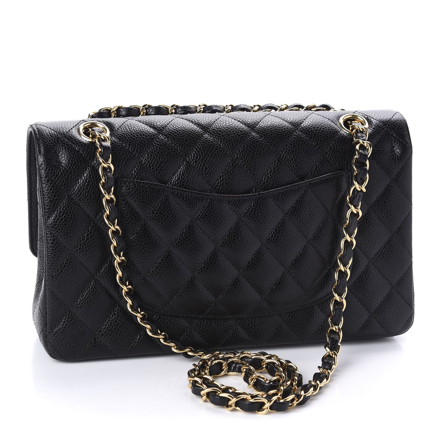 Caviar Quilted Medium Double Flap Black