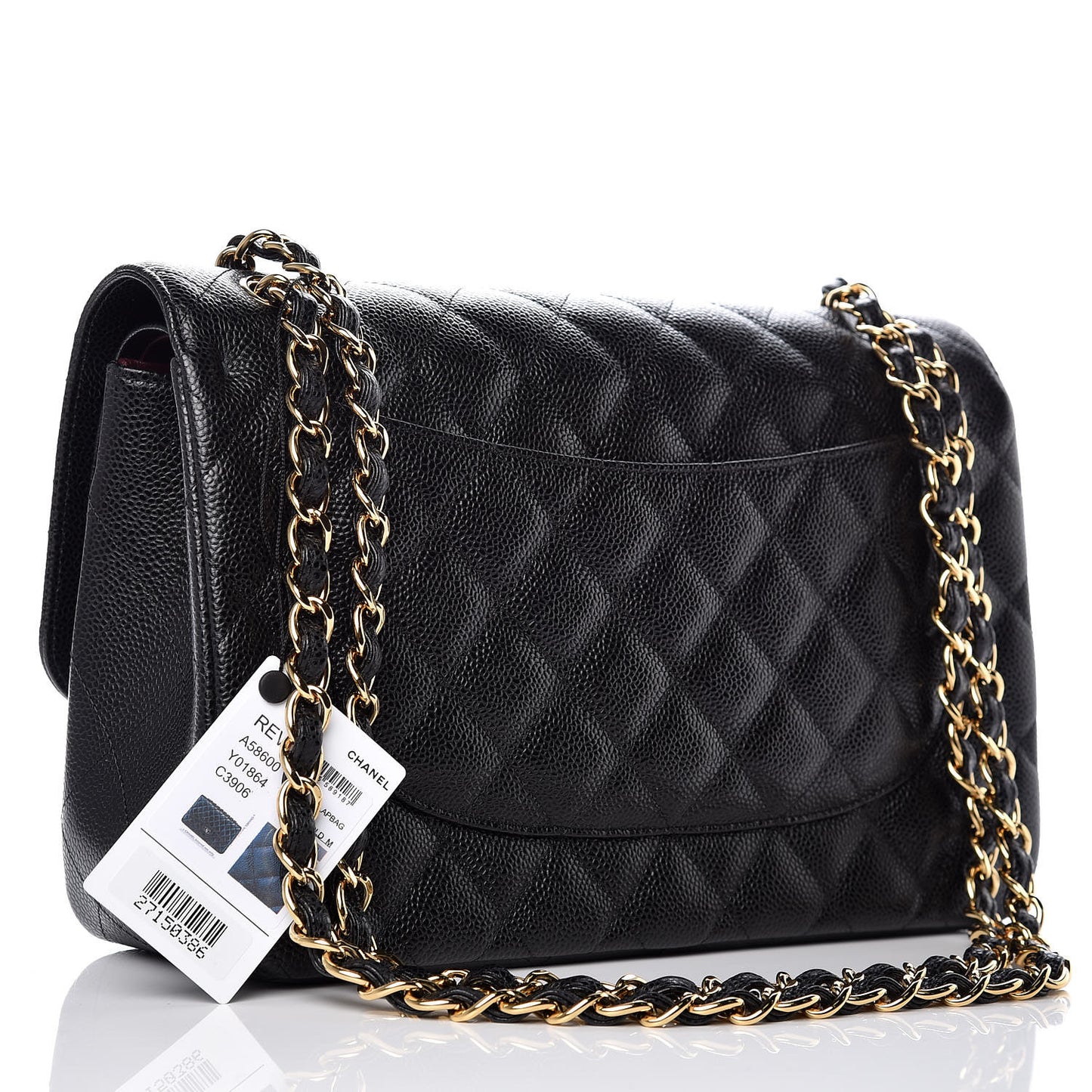Caviar Quilted Jumbo Double Flap Black