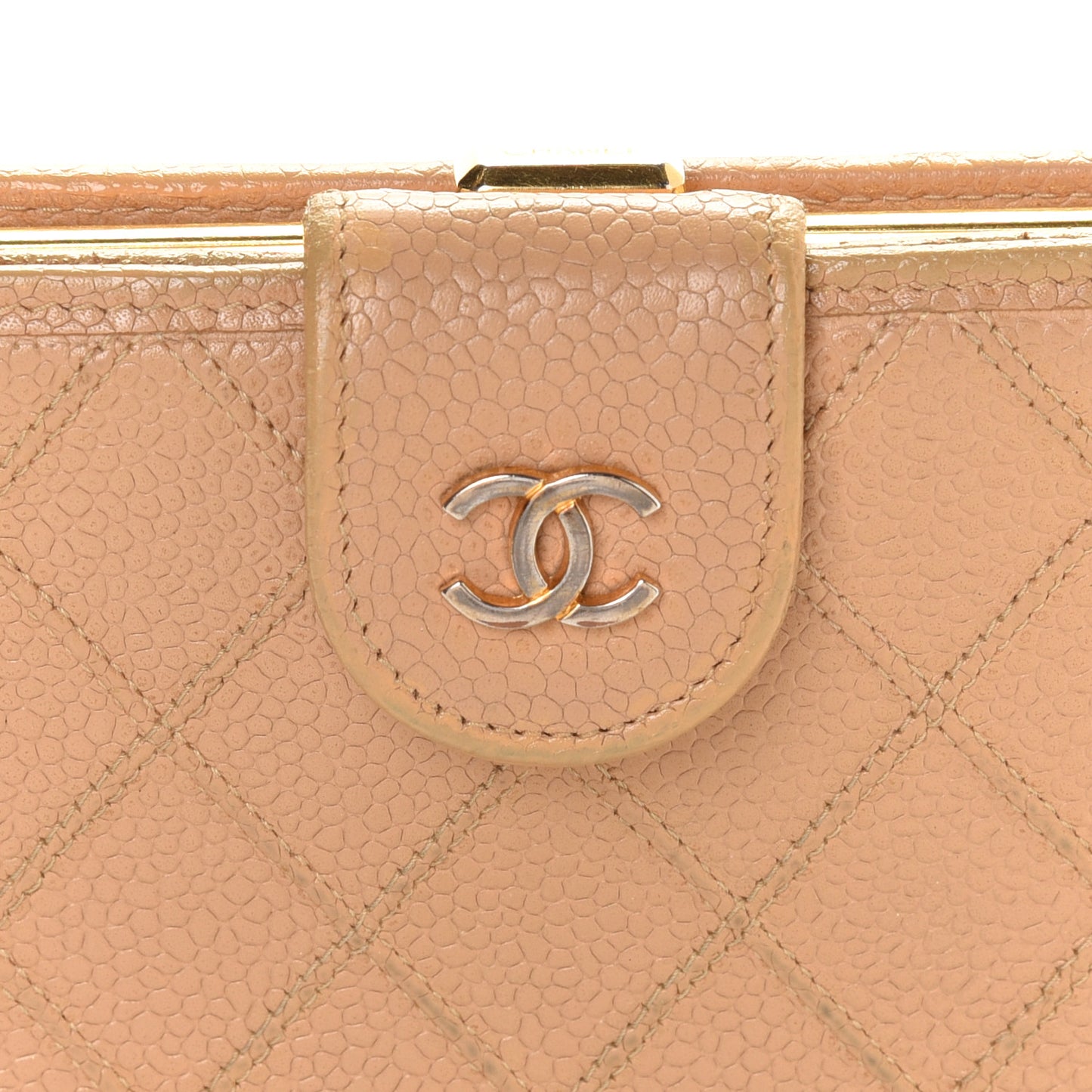 Caviar Diamond Stitched French Wallet Beige
