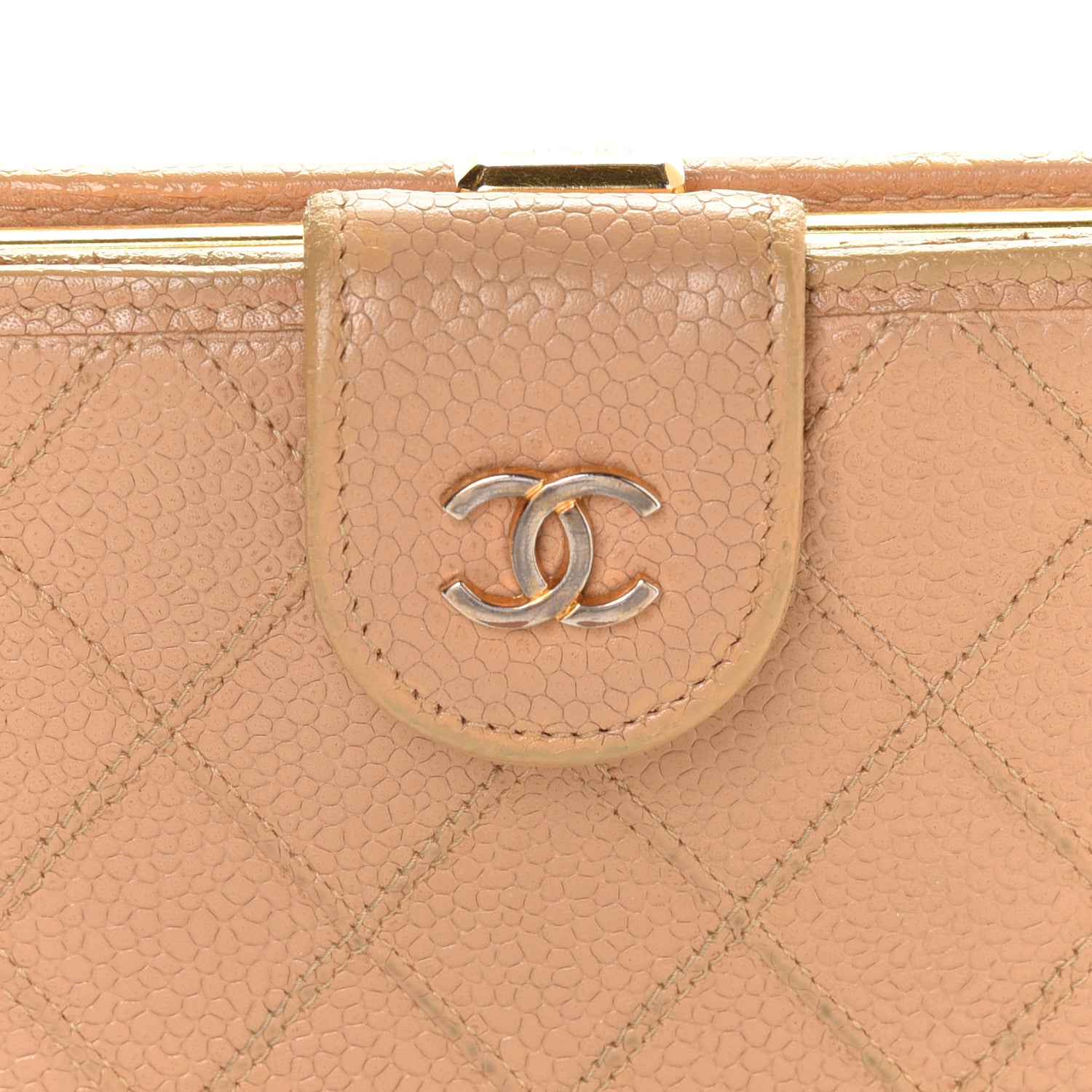 Chanel Caviar Diamond Stitched French Wallet Beige 9 of 15