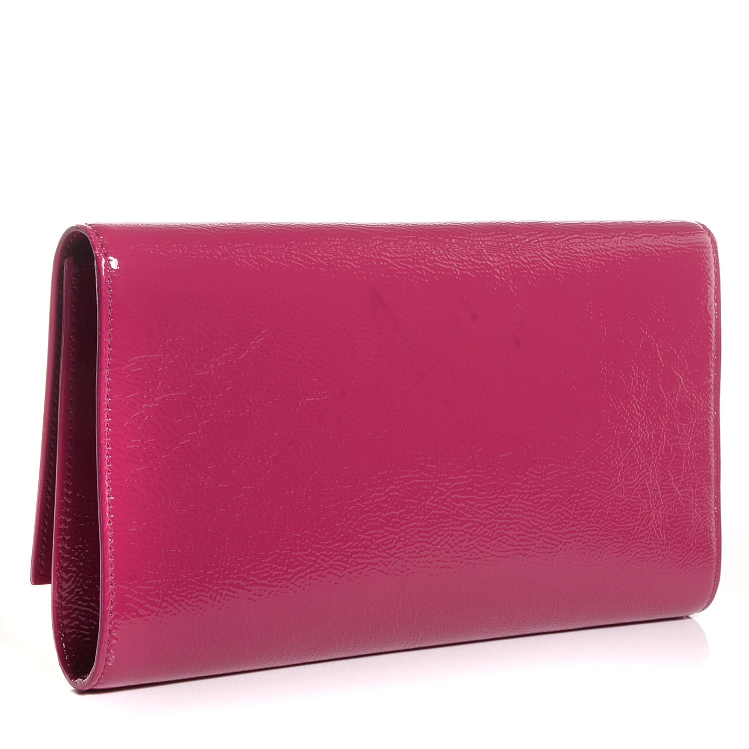 Saint Laurent Textured Patent Monogram Large Belle De Jour Clutch Fuchsia 3 of 7