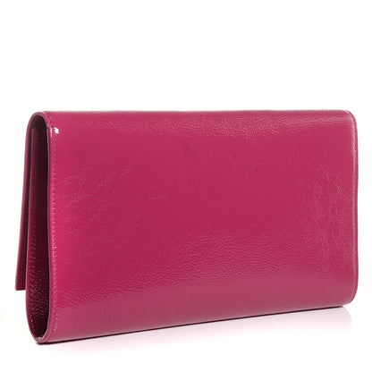 Saint Laurent Textured Patent Monogram Large Belle De Jour Clutch Fuchsia 3 of 7