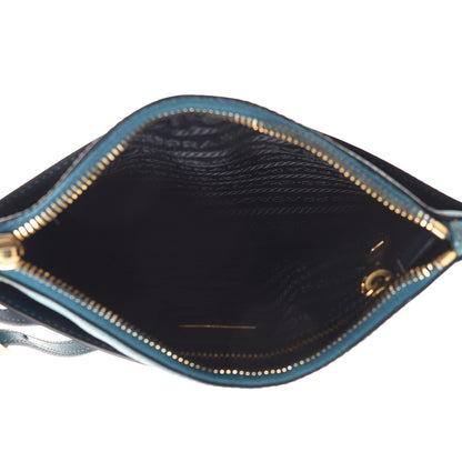 Prada Saffiano Lux Bi-Color Clutch Bleuette Turchese 7 of 9