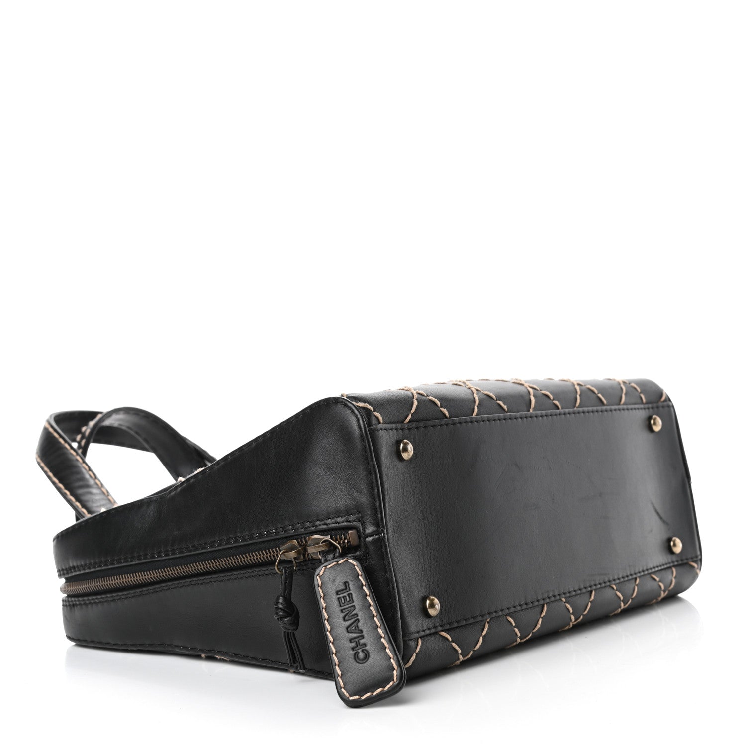 Chanel Calfskin Wild Stitch Vertical Top Handle Bag Black 3 of 6