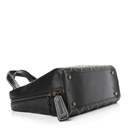 Chanel Calfskin Wild Stitch Vertical Top Handle Bag Black 3 of 6