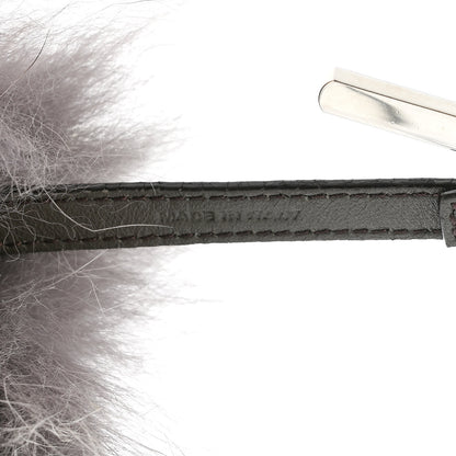 Fendi Fox Fur FF Reloaded Pom Pom Bag Charm Grey Yellow 4 of 4