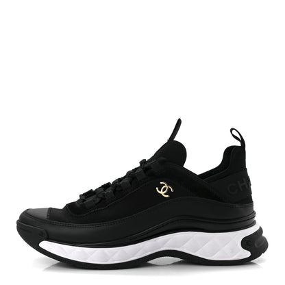 Chanel Velvet Calfskin Mixed Fibers CC Sneakers 38.5 Black 1 of 11