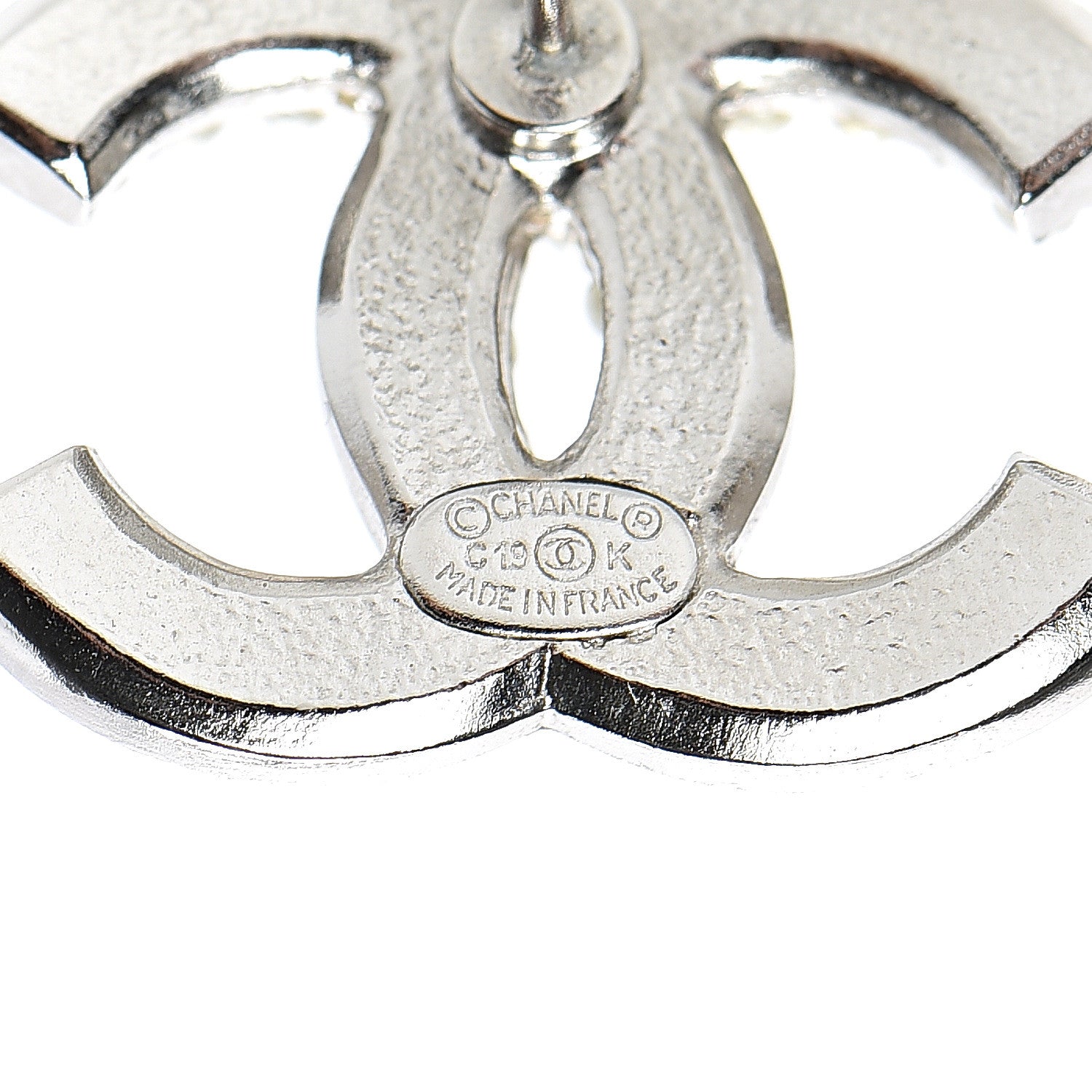 Chanel Pearl Crystal CC Snow Palace Earrings Silver 4 of 5