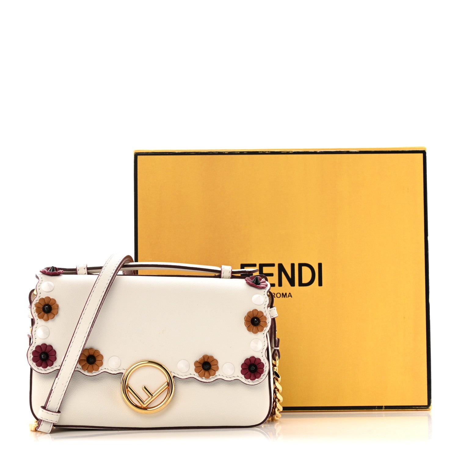 Fendi Vitello Dolce Nappa Flowerland Studded F is Fendi FF Micro
