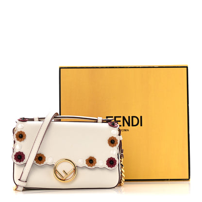 Fendi Vitello Dolce Nappa Flowerland Studded F is Fendi FF Micro Double Baguette White Multicolor 14 of 14