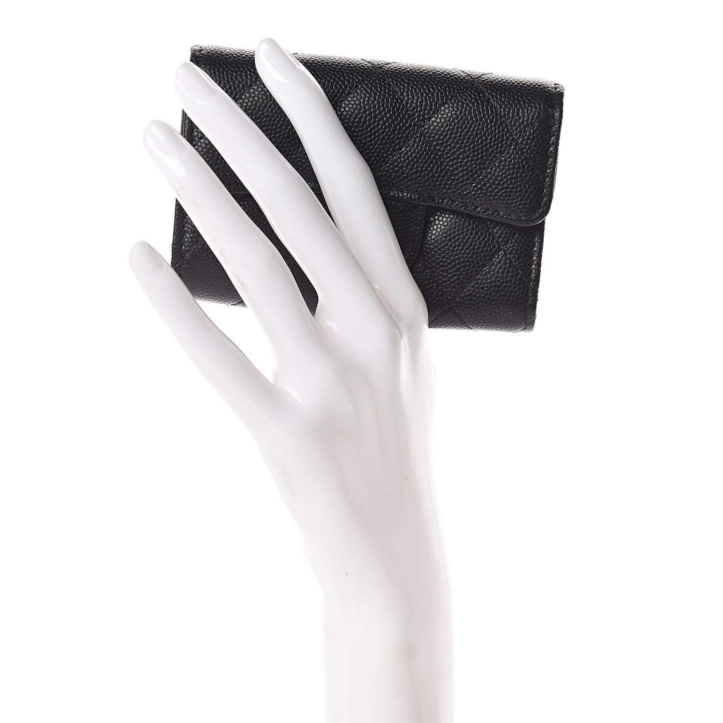 Caviar Quilted Classic 4 Key Holder Wallet Black