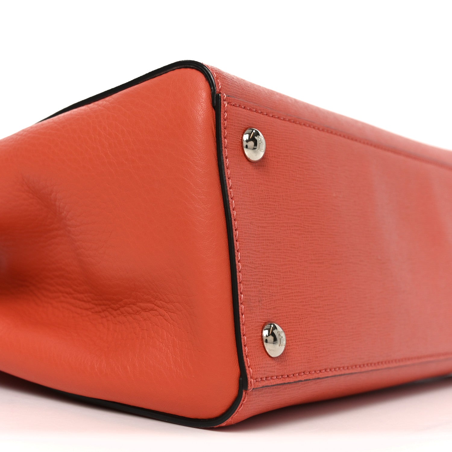 Fendi Vitello Elite Flamingo Petite 2Jours Tote Rosso Pimento 8 of 9