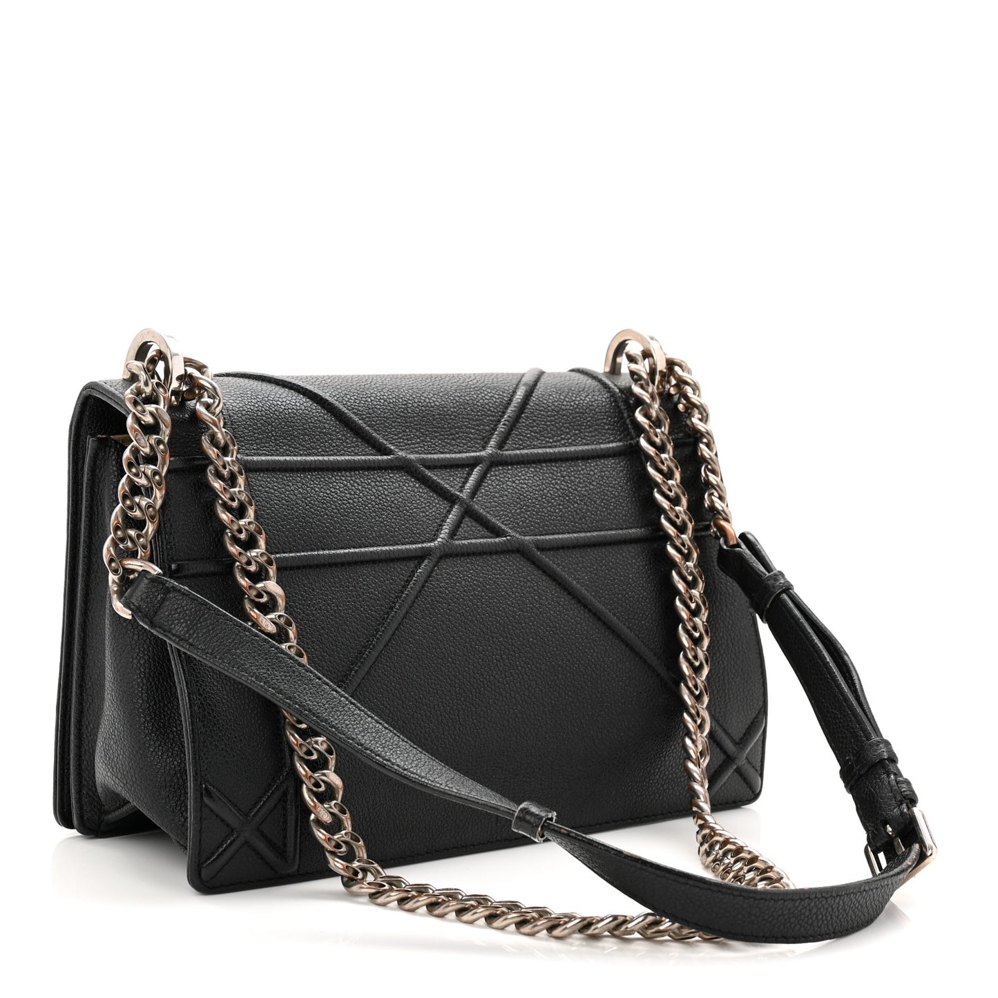 Grained Calfskin Medium Diorama Flap Bag Black