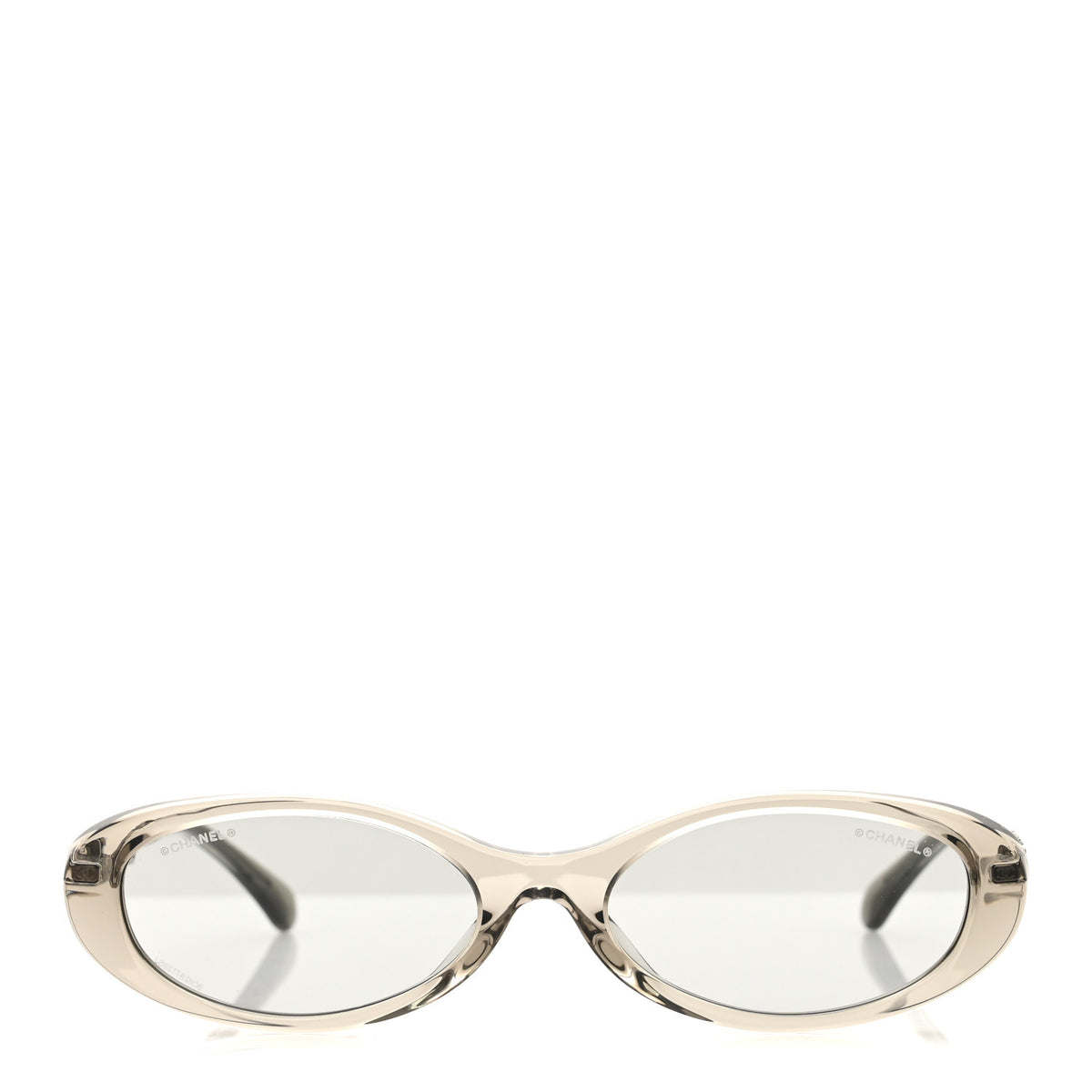Chanel Acetate Metal Logo Oval Sunglasses 5565 Light Grey 2 of 8