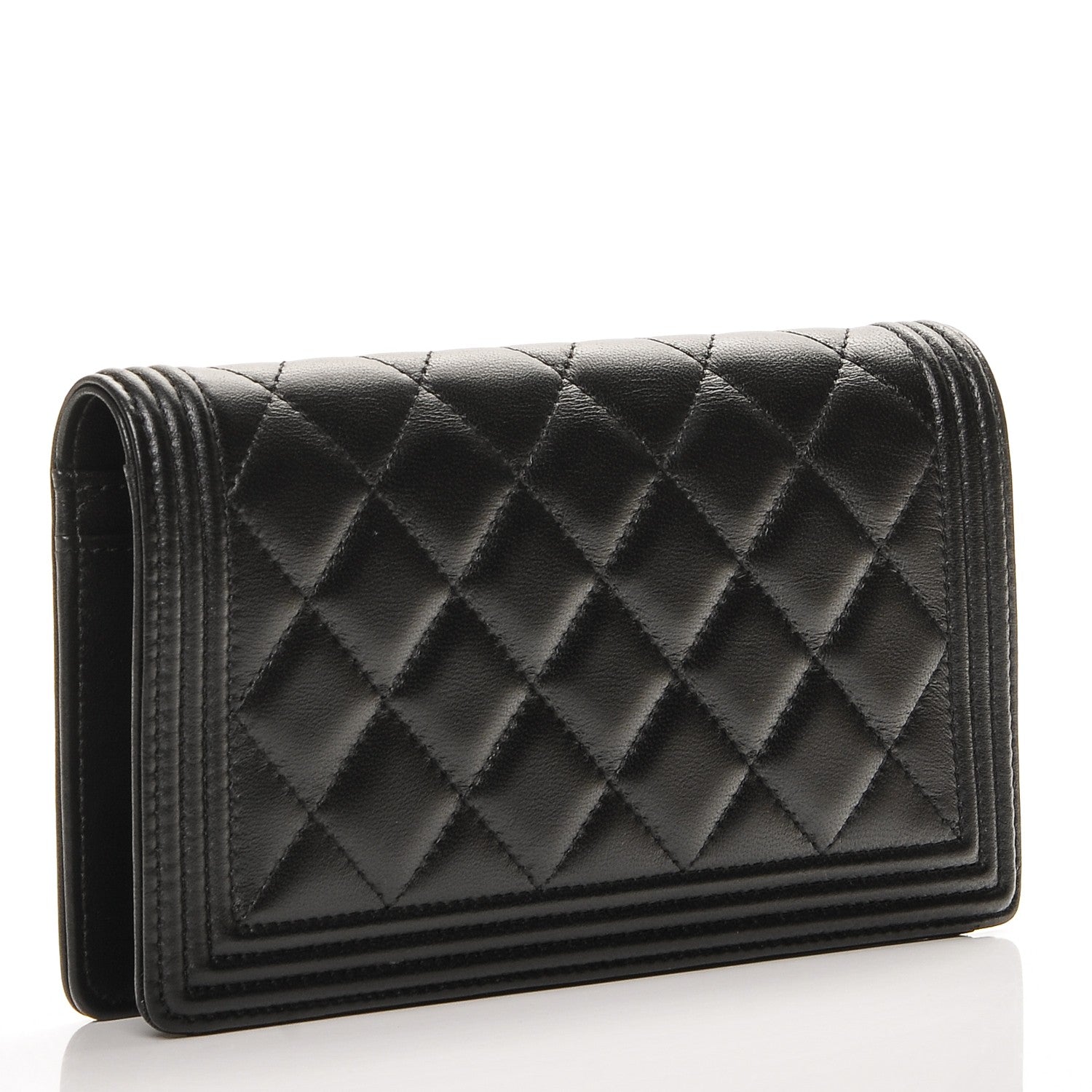 Chanel Lambskin Quilted Boy Yen Wallet Black 3 of 7