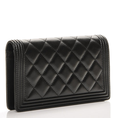 Chanel Lambskin Quilted Boy Yen Wallet Black 3 of 7