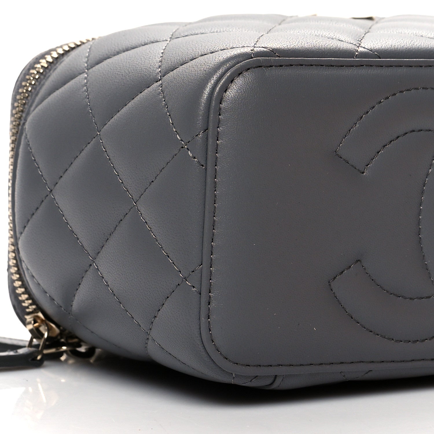 Chanel Lambskin Quilted Small Top Handle Vanity Case With Chain Grey 9 of 10
