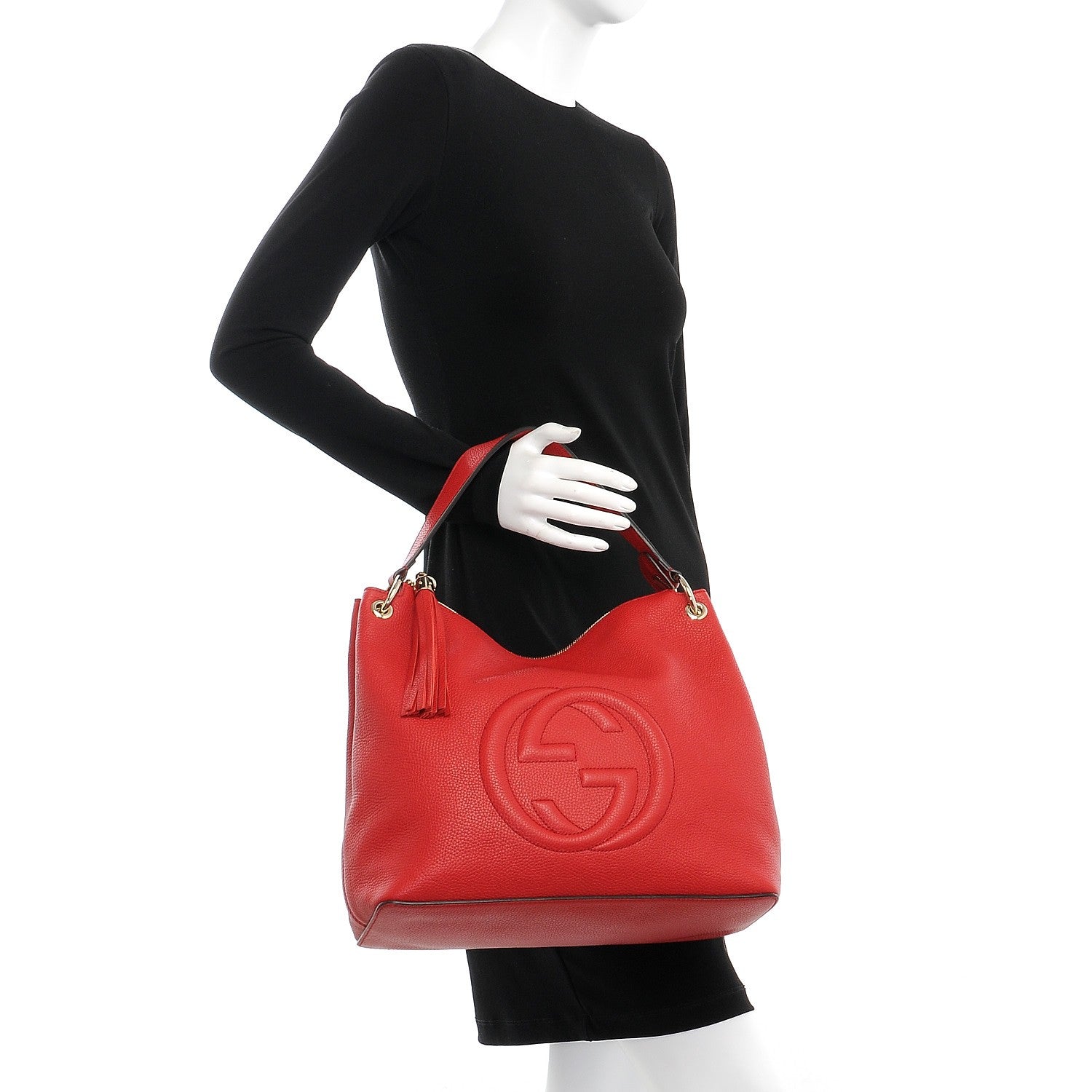 Gucci Pebbled Calfskin Large Soho Hobo Tabasco Red 3 of 9